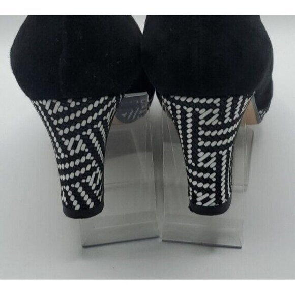 Linea Raffaella Black Suede Geo Designed Heels Pump VERA GOMMA SZ 39.5/8.5 Italy - Picture 10 of 14